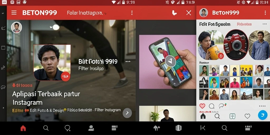 Antarmuka BETON999 menampilkan beragam filter Instagram yang menarik.