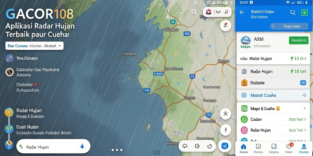 Screenshot antarmuka aplikasi GACOR108 menampilkan informasi radar hujan.