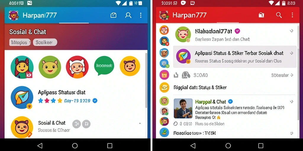 Antarmuka aplikasi HARAPAN777 dengan berbagai pilihan stiker yang menarik.