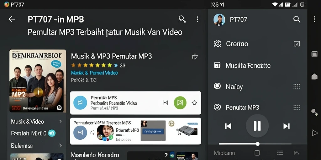 Tampilan antarmuka pengguna PT707 yang menarik dan intuitif.