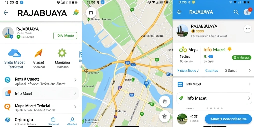 Tampilan antarmuka aplikasi RAJABUAYA yang menampilkan info lalu lintas dan cuaca.