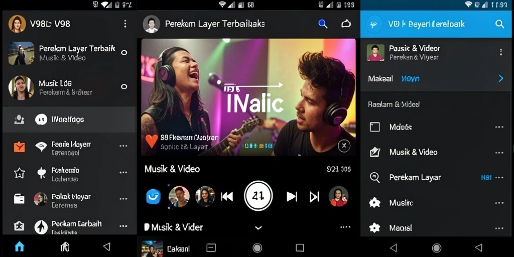 Screenshot aplikasi V98 menampilkan fitur Perekam Layar yang mudah digunakan.